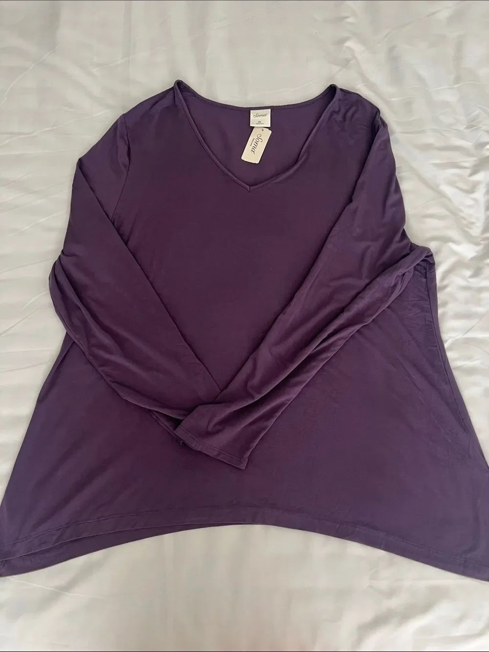 NWT Soma Size XL Soft Flowy V-Neck Long Sleeve Top - Purple